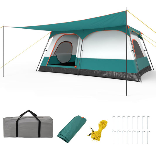 6/8/10-Person Camping Tent with Porch and Rainfly