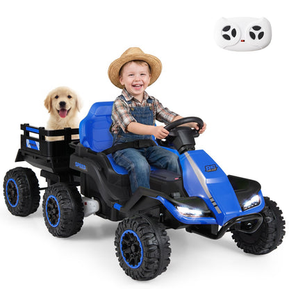 24V Ride on Tractor with Trailer, Kids Electric Car