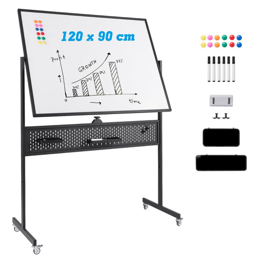 120 x 90 CM Double-Sided Dry Erase Mobile Board with Stand