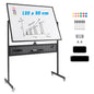 120 x 90 CM Double-Sided Dry Erase Mobile Board with Stand