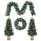 2 Pack Entrances Trees with Garland and Wreath Potted Christmas Tree Set of 4