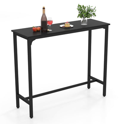 GiantexUK 120cm Bar Table Metal Frame Rectangular Dining Table with Footrest & Adjustable Foot Pads