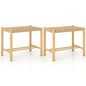 Dining Stool Set of 2 with Rubber Wood Frame and Woven Paper Seat
