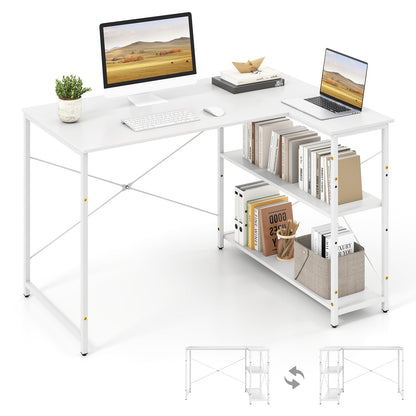 L-shaped Computer Desk Reversible Corner Desk with Adjustable Shelf