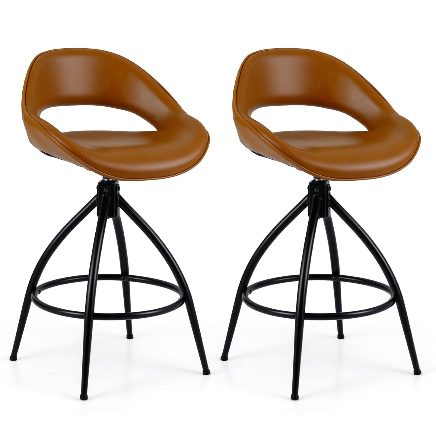 Swivel Bar Stools Set of 2 Counter Height Barstools with Backrest and Footrest