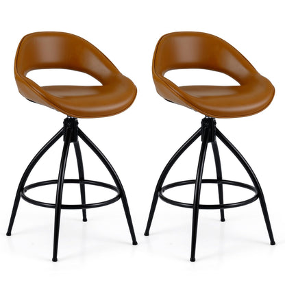 Swivel Bar Stools Set of 2 Counter Height Barstools with Backrest and Footrest
