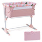 Baby Bedside Crib, 4-Level Height Adjustable Bassinet Crib (Beige) | Portable Newborn Bedside Sleeper
