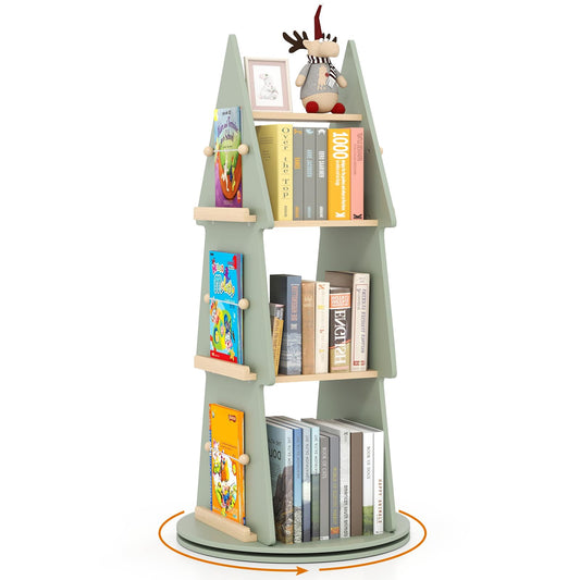 4 Tier 360°Rotating Childrens Bookcase with Side Hooks