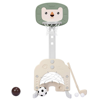 3-in-1 Basketball Hoop Set Stand with 5 Adjustable Height Levels