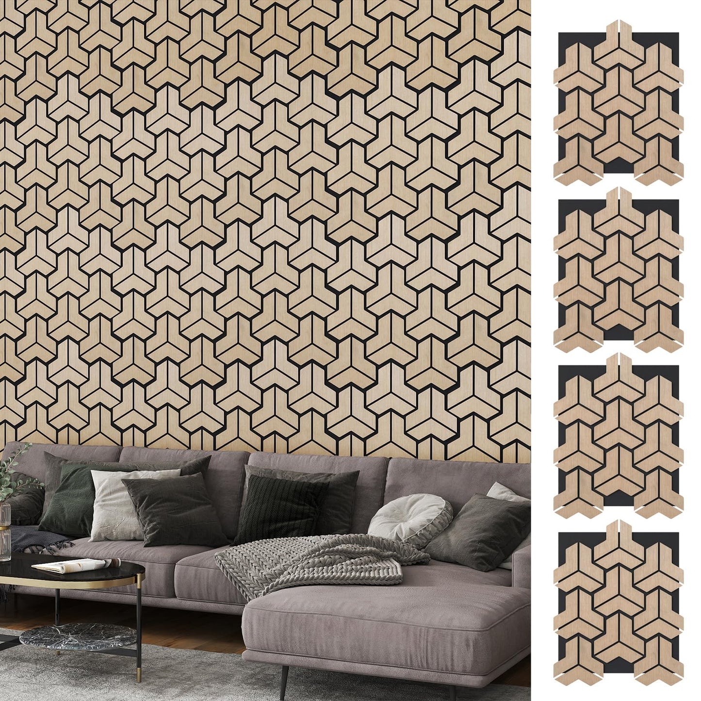 4 Pack Acoustic Panels for Walls 83 x 65 cm Sound Absorbing Panel