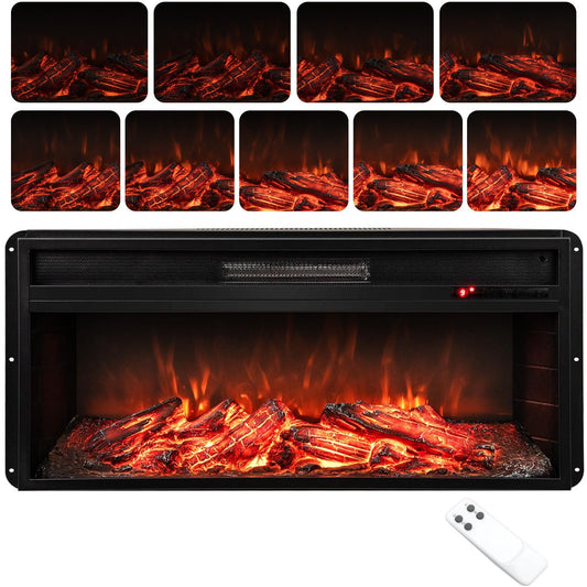 86 cm 5000 BTU Recessed Electric Fireplace Insert with Remote Control