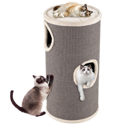 Cat House for Indoor Cats, 3/4-Story Cat Hideaway Cave Bed with Sisal Scratching Pad