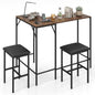 3-Piece Bar Table Set with Charging Station
