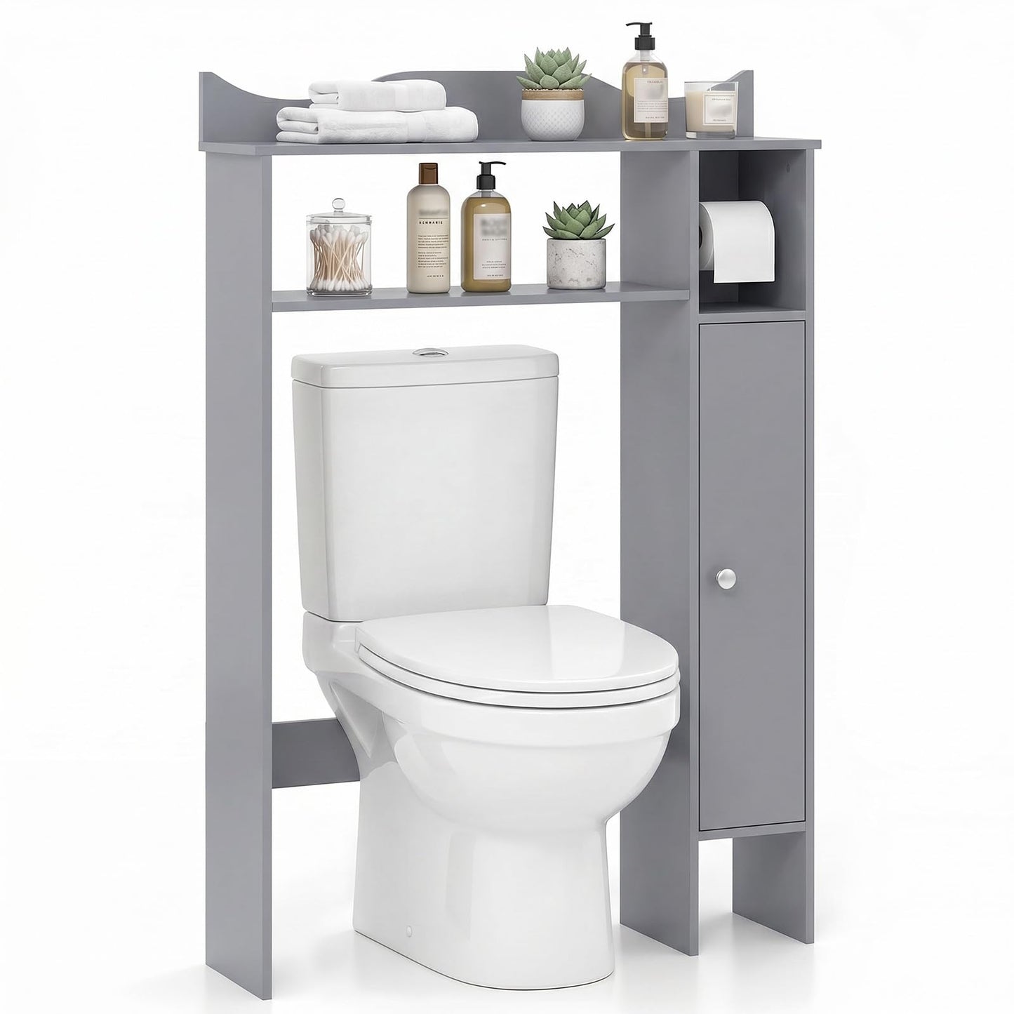 Over Toilet Storage Cabinet with Paper Holder and Removable Shelves for Bathroom