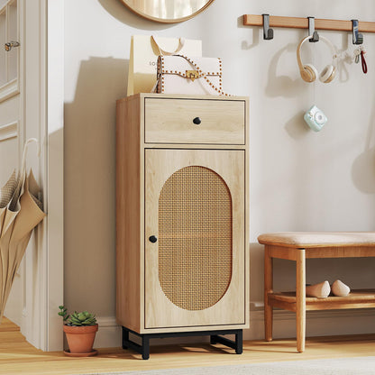 PE Rattan Storage Cabinet with Adjustable Foot Pads and Anti-toppling Kit