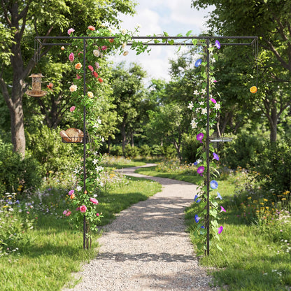 213cm Garden Arbor Feeding Station with Water Bowl and Mesh Tray