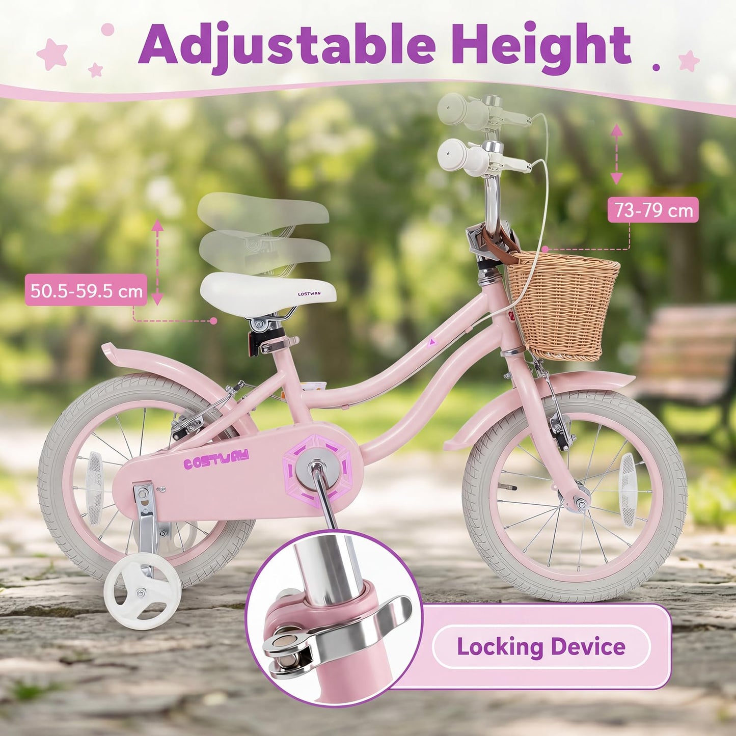Kids Bike, Children's Training Bicycle | Toddler Bike with Detachable Training Wheels, Basket