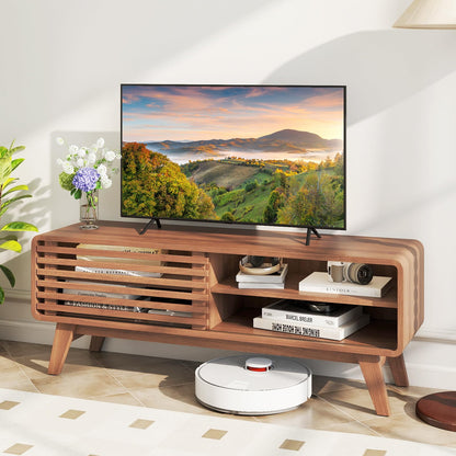 TV Stand for TVs up to 55 Inches Entertainment Center with Sliding Door