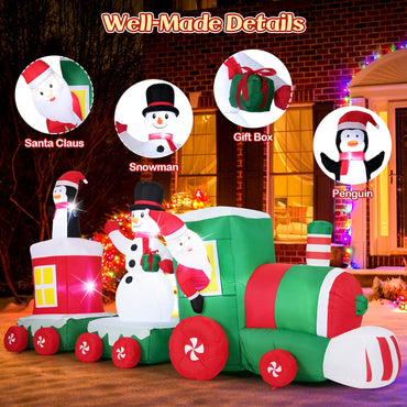 11.5 Feet Christmas Inflatables Train with Snowman Penguin Gift Box
