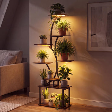 Plant Stand with Grow Lights, 158cm Tall 8-Tier Corner Metal Plant Shelf Flowerpot Holder