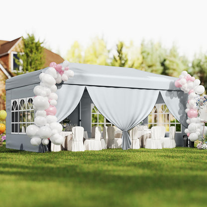 3m x 6m Pop Up Gazebo, Outdoor Garden Shelter with 6 Sidewalls and Carrying Bag