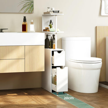 Tall Bathroom Cabinet, Freestanding Slim Bathroom Storage Unit with Open Shelves