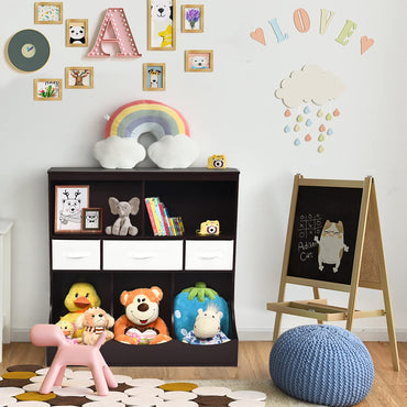 Toy Storage Organizer with 5 Open Cubes and 3 Removable Drawers