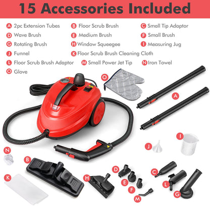 2000W 1.8L Multipurpose Adjustable Steam Cleaner with 13 Accessories