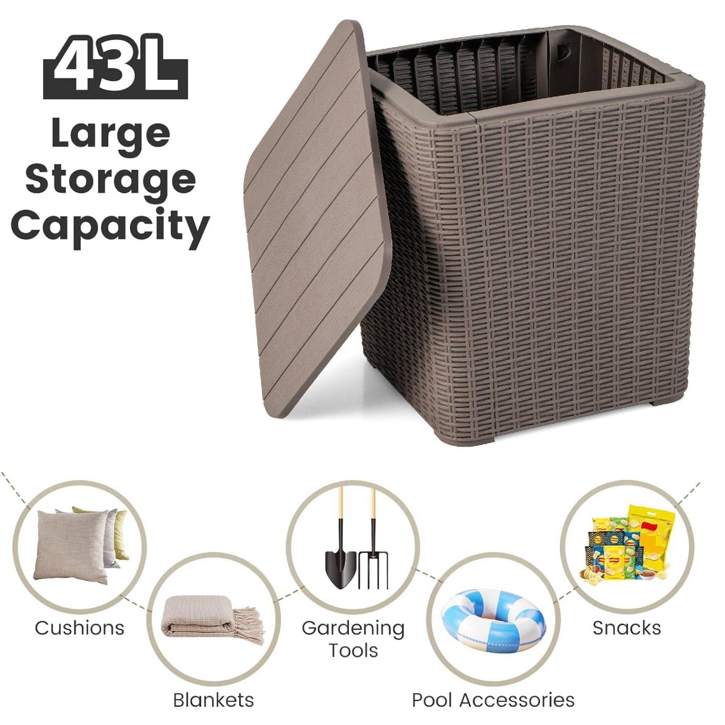 Waterproof Deck Boxes with Removable Sit-on Lid