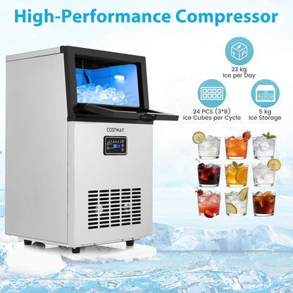 Commercial Ice Machine, 23kg/24H Industrial Ice Maker Machine with 5kg Ice Storage Capacity