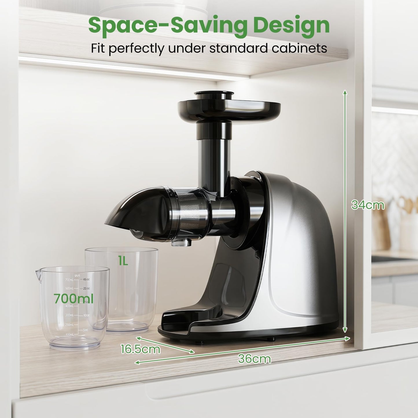 Cold Press Juicer Machine, 7-Stage System, BPA-Free (95% Yield)