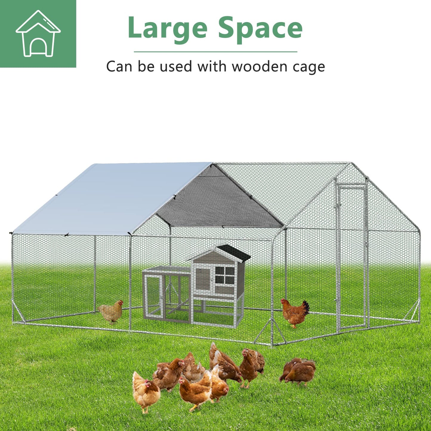 Large Spire Shaped Chicken Coop with Sun Protective Cover