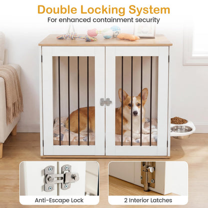 Dog Crate Furniture, Wooden Dogs Cage | 80cm Indoor Puppy Kennel Pet House Side Table