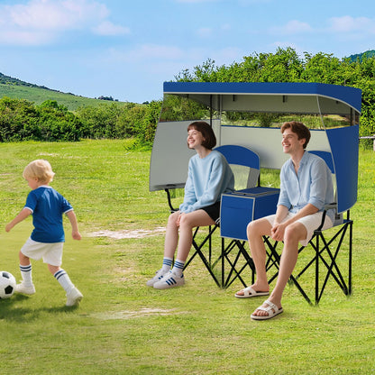 Outdoor Portable Double Folding Camping Chair with Roll-up Shade