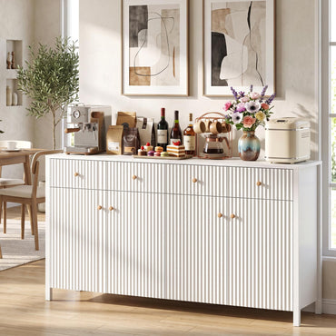 4-Door Kitchen Sideboard, 160cm Wide Buffet Storage Cabinet with 4 Drawers