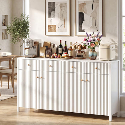 4-Door Kitchen Sideboard, 160cm Wide Buffet Storage Cabinet with 4 Drawers