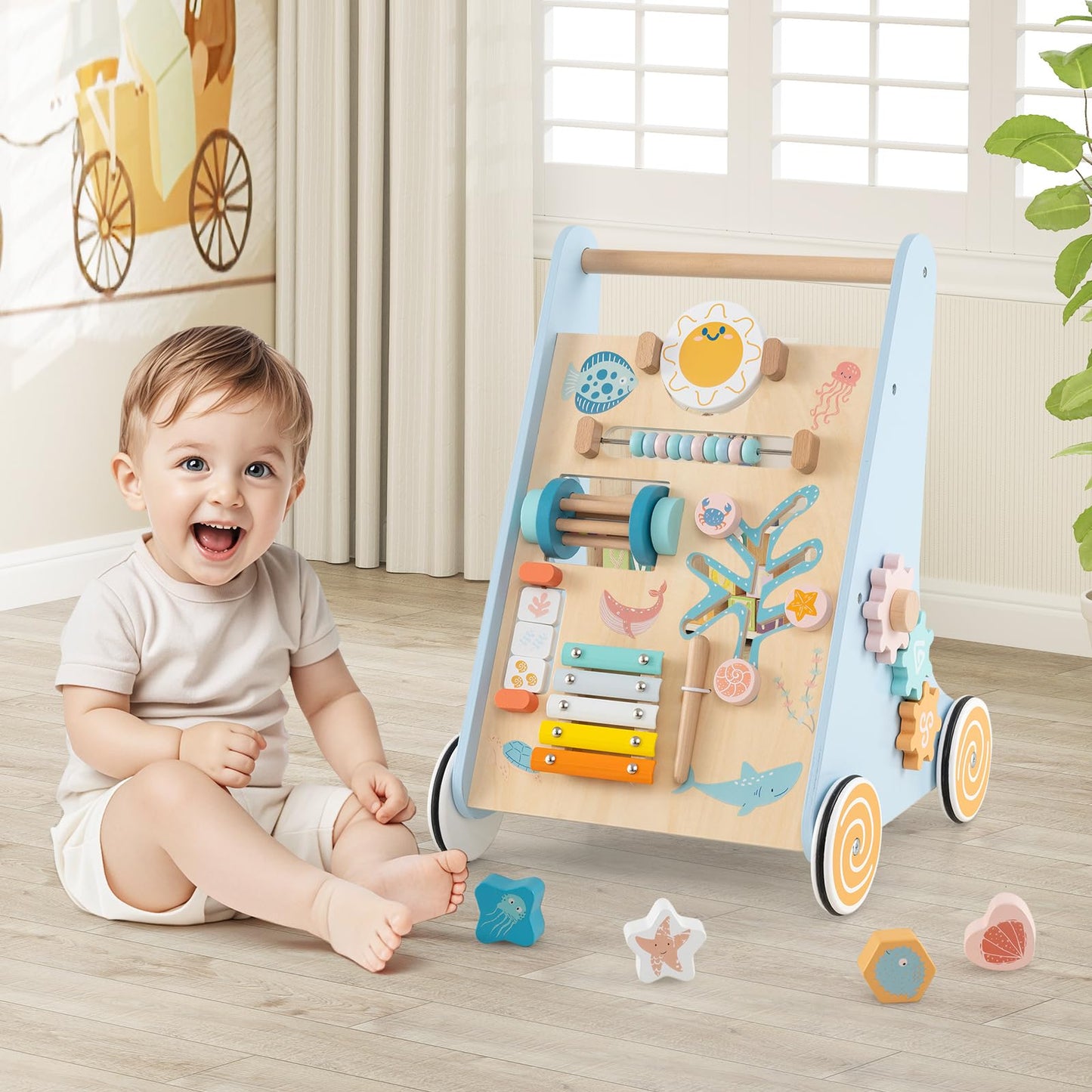 Push and Pull Learning Activity Center with Wheels