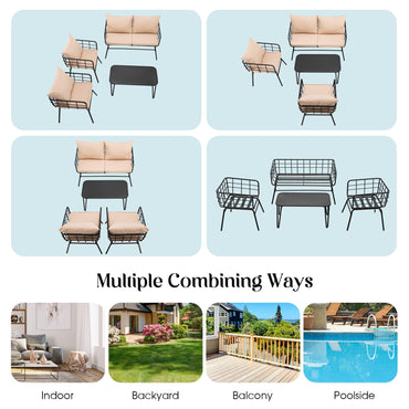 4 Piece Patio Conversation Set with Seat Back Cushions