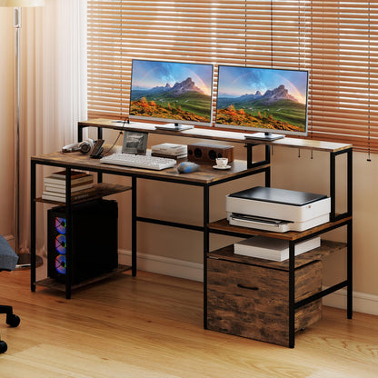 166CM Computer Desk with Charging Station, for Home Office, Study