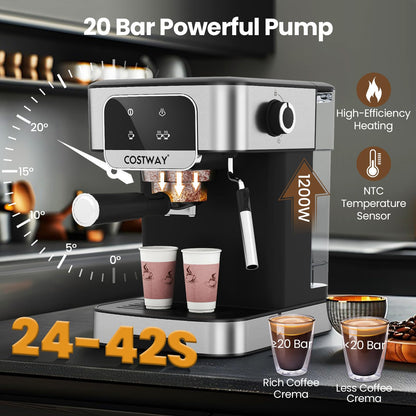 1200W Espresso Machine 20 Bar with Steam Milk Frother