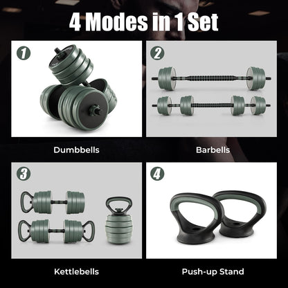 21KG/41KG Dumbbell Barbell Set, 4-in-1 Dumbbell, Barbell, Kettlebell & Push-Up Stand