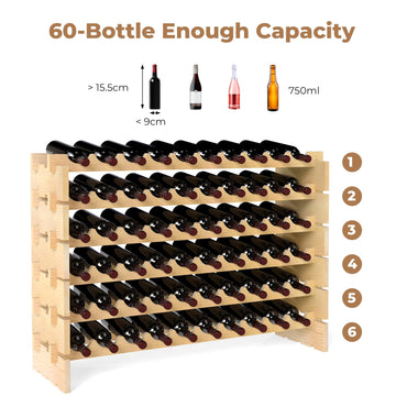 6 Tiers 60 Bottles Wine Rack with Tool-Free Assembly