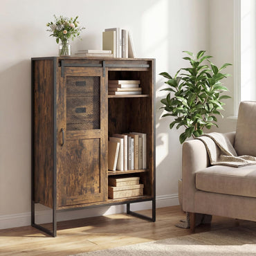 Storage Cabinet with Sliding Door & 5 Drawers