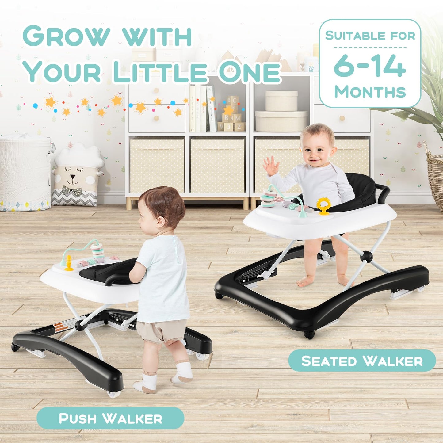 Push Along and Walker Combo with Adjustable Height