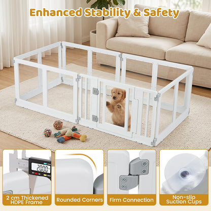 Dog Playpen, 6 Panels Plastic Pet Fence with Lockable Door