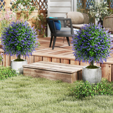 Set of 2 Artificial Lavender Topiary Ball Trees 58cm Faux Boxwood Ball Tree