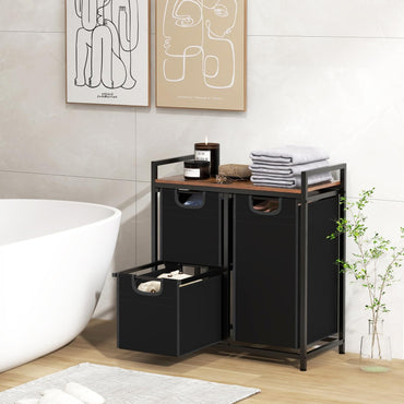 Laundry Basket, 2/3-Compartment Laundry Hamper Washing Basket