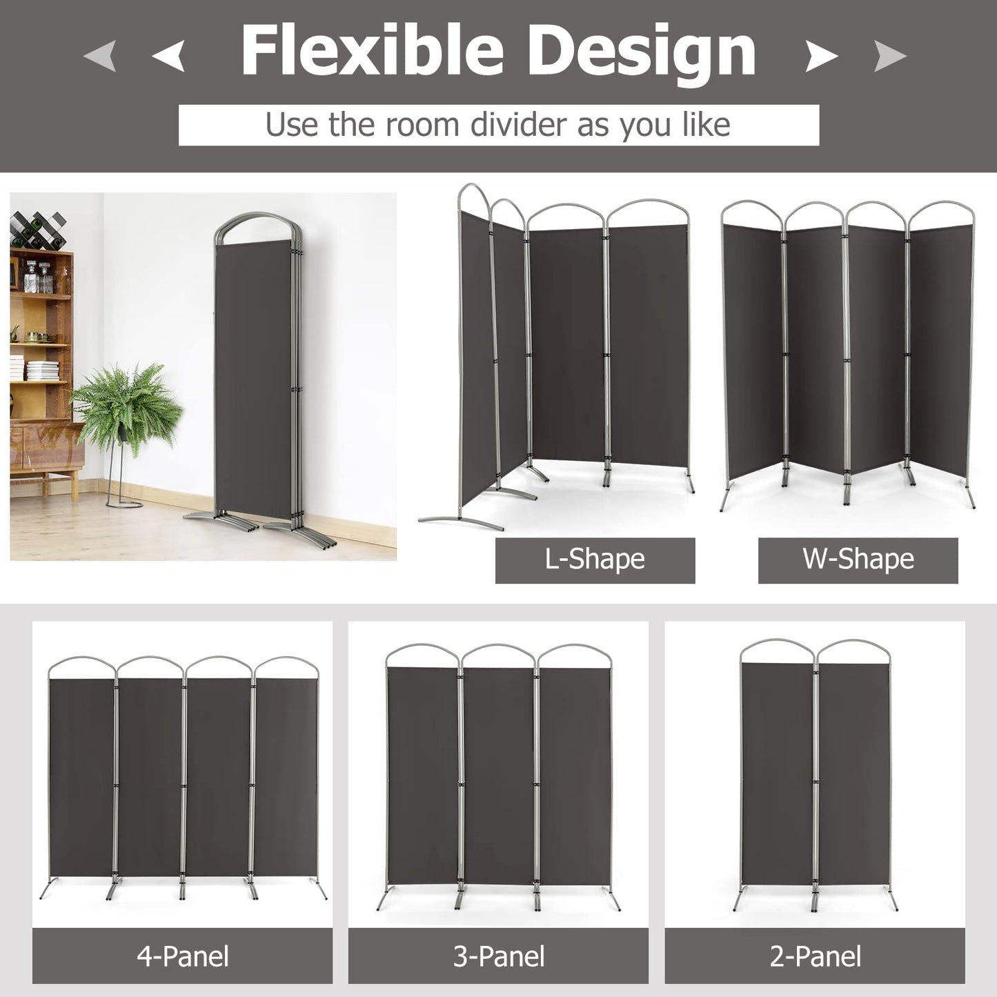 Giantex 4 Panel Folding Room Divider, Freestanding Wall Privacy Screen Protector (221 x 188cm)