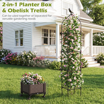 Raised Garden Bed with Trellis, Height Adjustable Rolling Planter Box