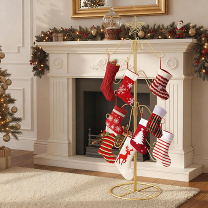 Christmas Stocking Holder Stand, 48” Freestanding Xmas Stocking Hanger Rack